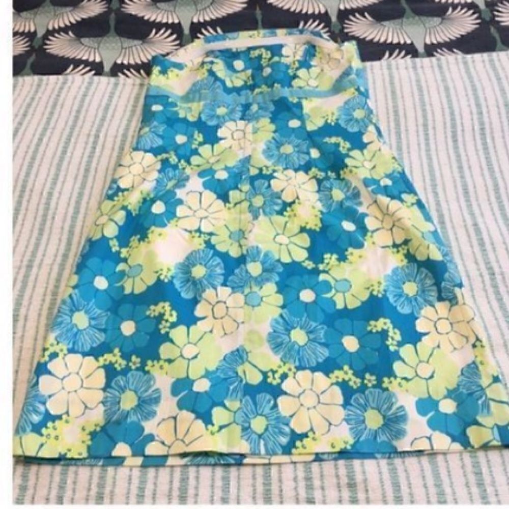 Lilly Pulitzer Women’s Size 0 Structured Strapless Dress Blue Floral Knee Length - Picture 4 of 8